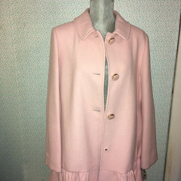 Kate Spade NEW YORK Cameo Pink Peplum Coat L - Picture 7 of 8